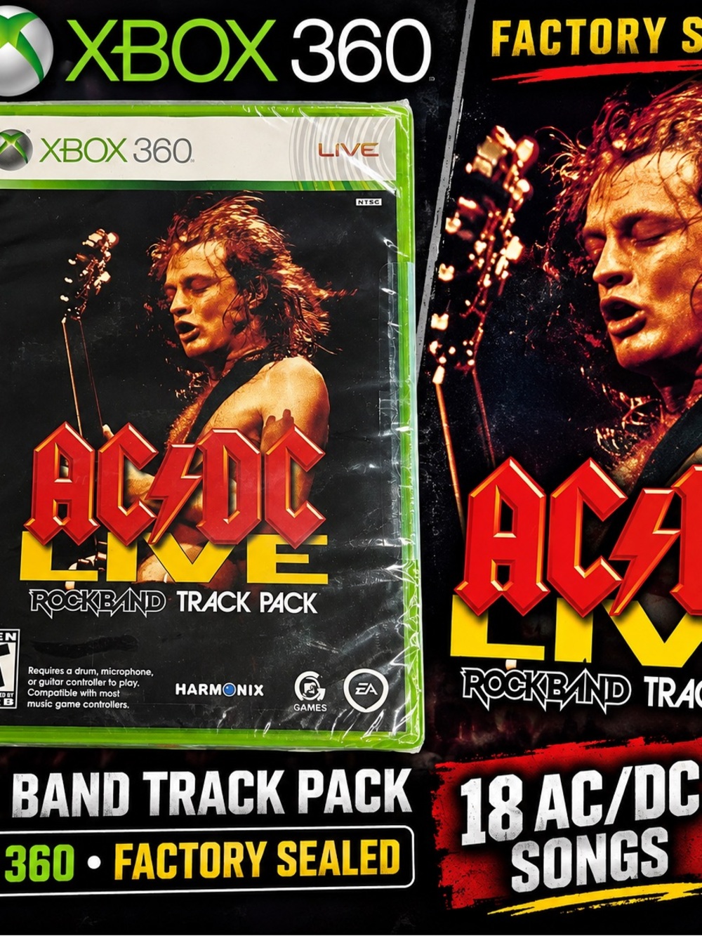 AC/DC Live Rock Band Track Pack Xbox 360 NEW Factory Sealed 18 Songs